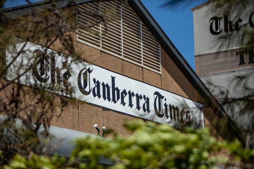 Exterior of The Canberra Times building.