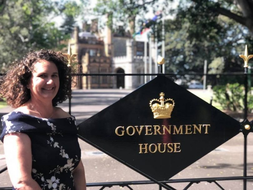 Jo Lane at Government House in Sydney for the Churchill Fellowship presentation. Photo: Sea Health Products Facebook.