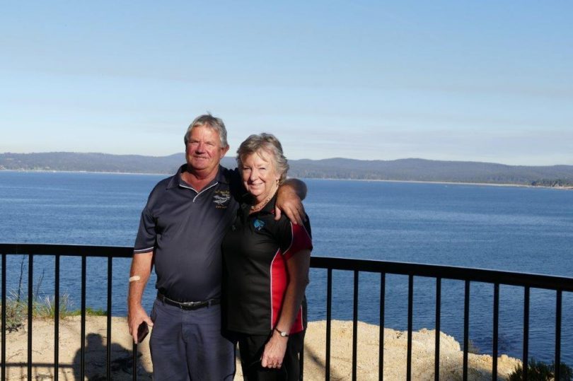 Gordon and Ros Butt at Eden Lookout. Photo: Ros Butt.