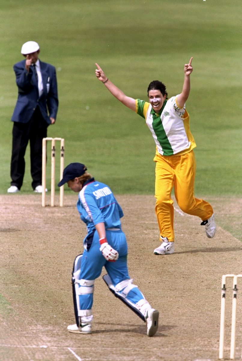 Bronwyn Calver celebrating a wicket against England