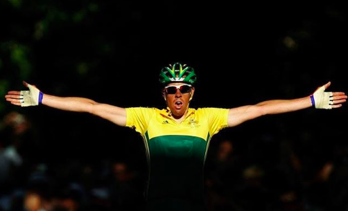 Celebrating selection in the Commonwealth Games cycling team in 2006. Photo: Mathew Hayman Twitter.
