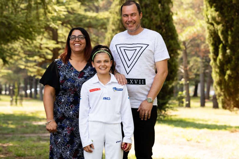 Nadia with mum and dad, Laura and Tony Carroll. Photo: Daniella Jukic.