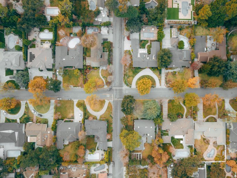 aerial shot of houses