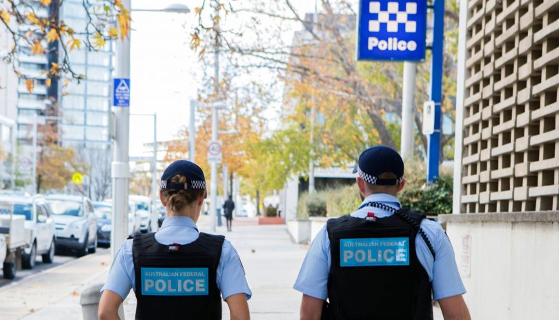 Police officers on patrol in Canberra.