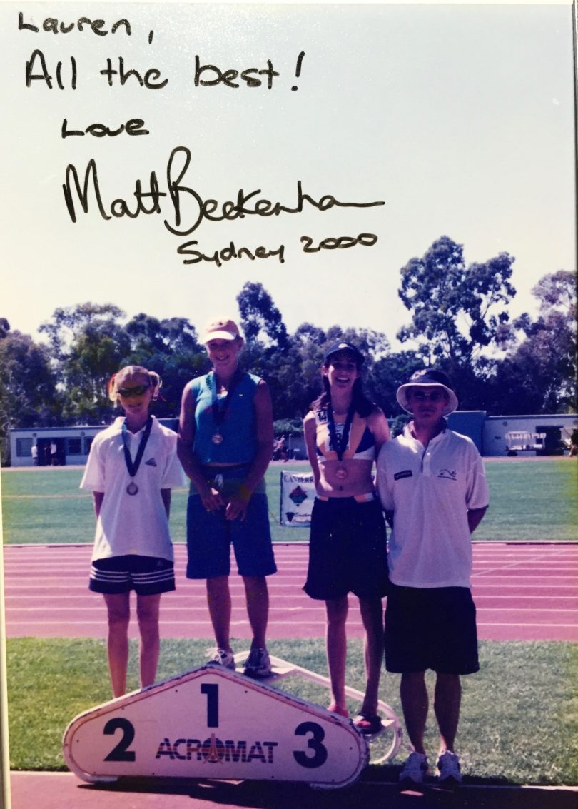 Matt Beckenham signed this photo for Lauren when she was 11 years of age. Photo: Supplied.