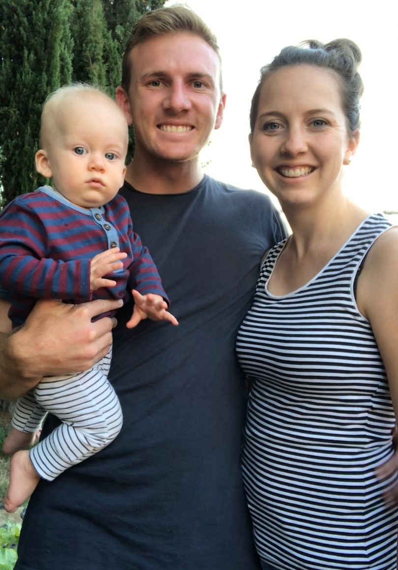 Kade with his family; wife, Rachel and son, Tom. Photo: Supplied.