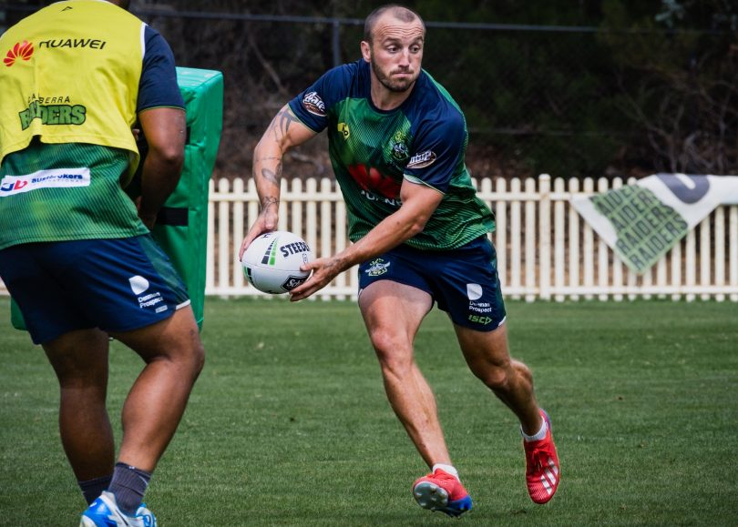 Josh Hodgson training with the Canberra Raiders