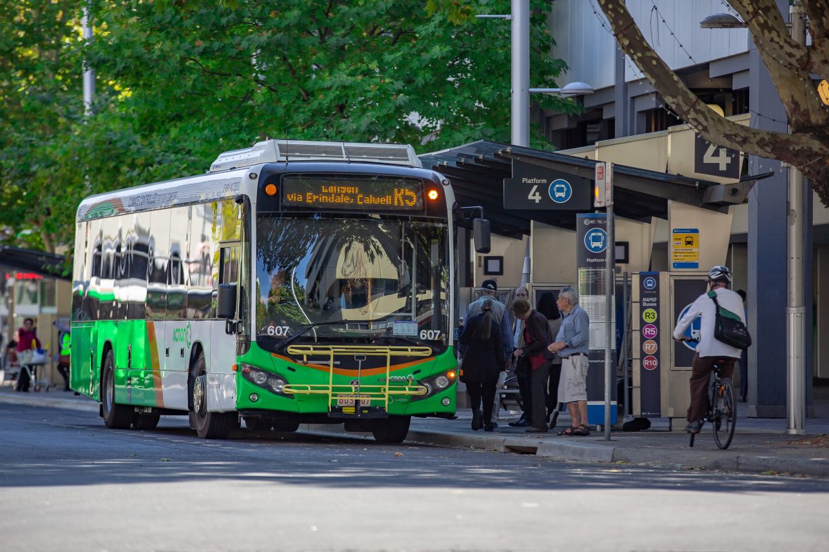 Bus at a Canberra interchange