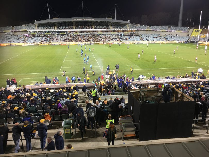 Brumbies at Canberra Stadium last week. Photo: Tim Gavel.