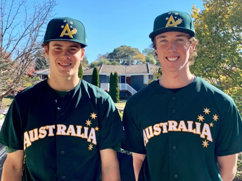 Cooper Morgan and Stuart Tharle, next generation baseball players. Photo: Supplied.