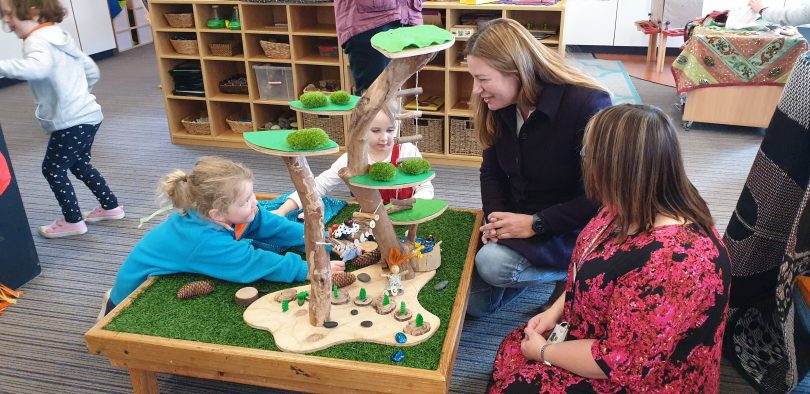 Yvette Berry with kids at early education centre