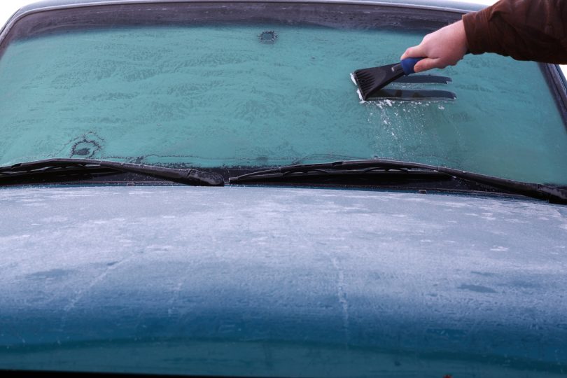 Ice on car windscreen