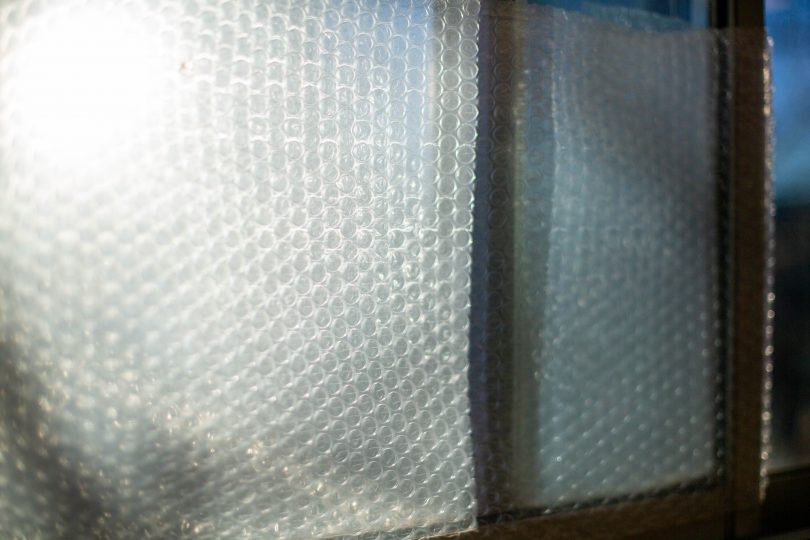 Canberrans are using bubble wrap on windows as a new form of insulation. Photo: George Tsotsos.