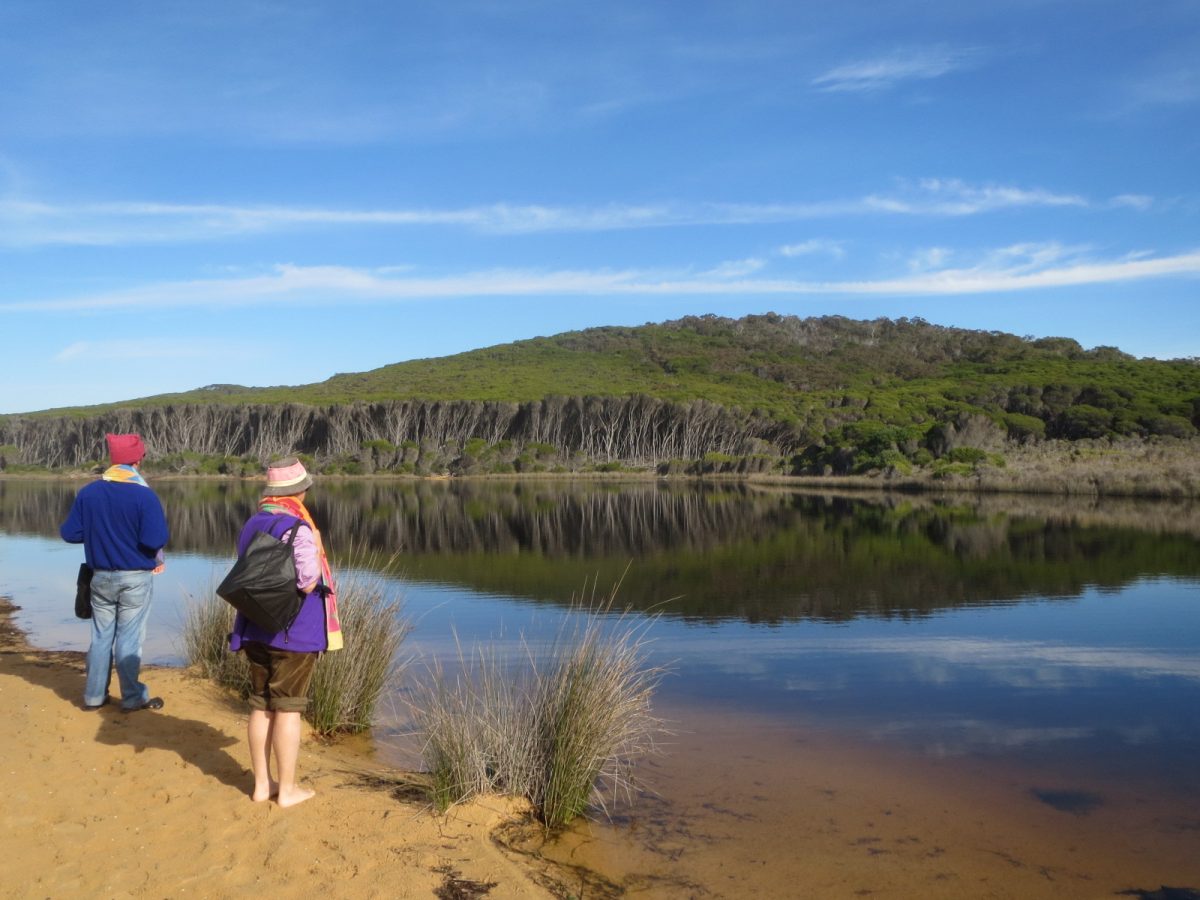 two people at a lagoon