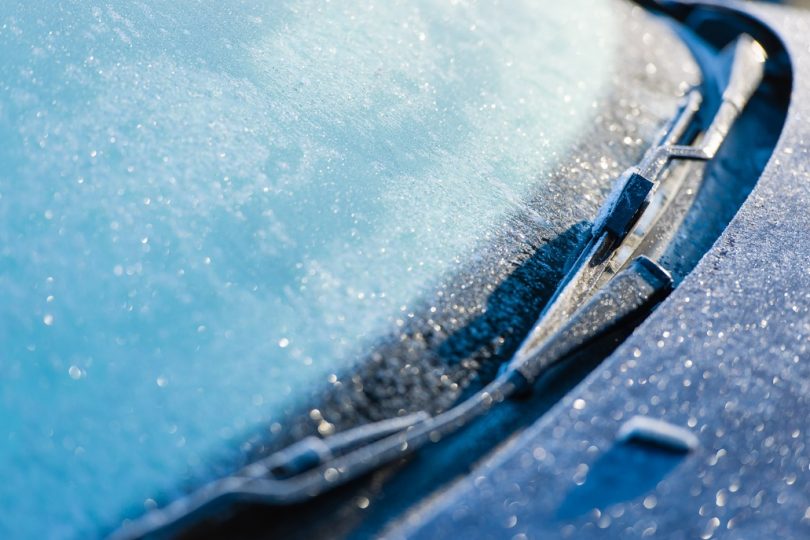 Ice on car windshield 