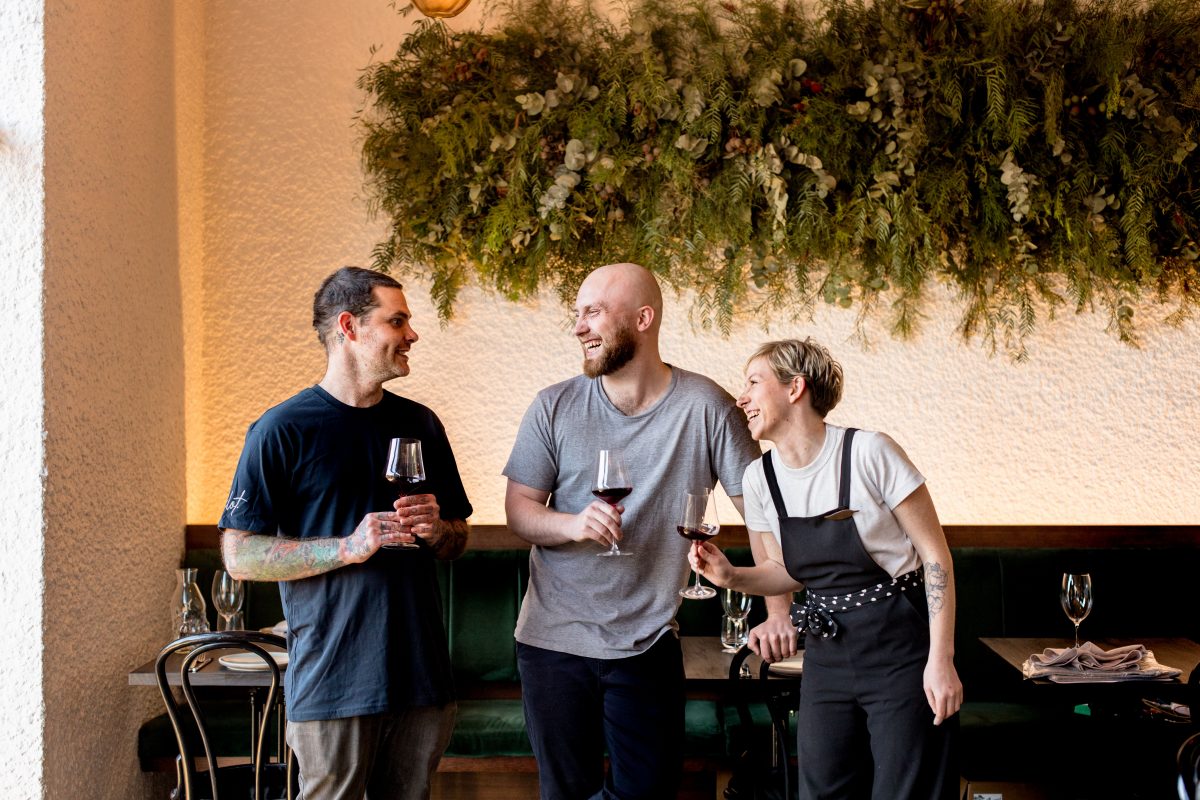 Pilot chef Malcolm Hanslow with owners Ross Mcquinn and Dash Rumble