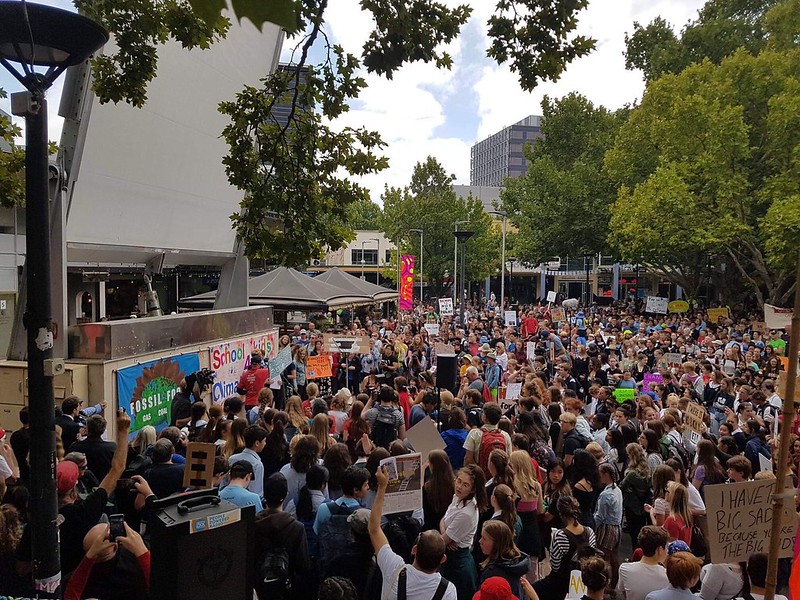 The May Student Climate Strike attracted thousands of people to Garema Place. Photo: supplied by School Strike 4 Climate.