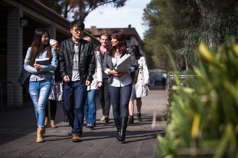 Foreign students at the University of Canberra. 