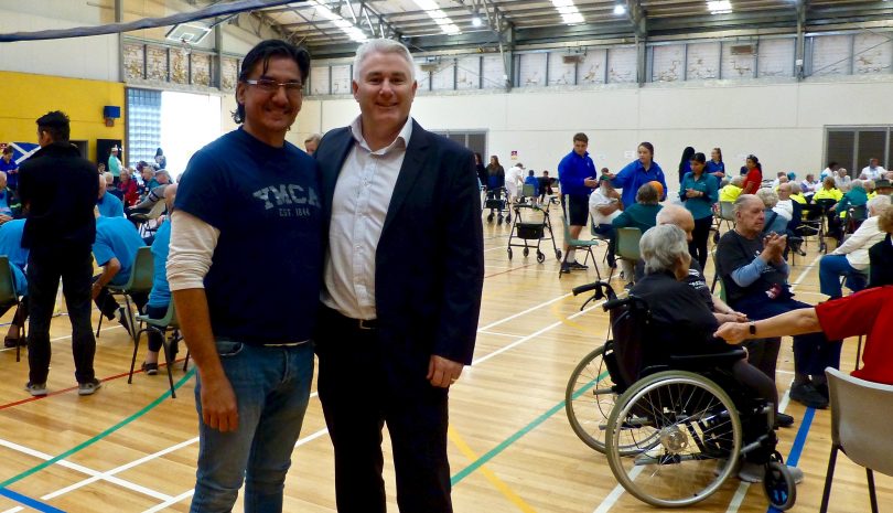 YMCA CEO Torrien Lau and Shadow Minister for Sport and Recreation James Milligan.