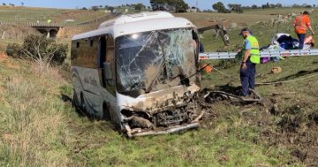 Bus crashes near Harden, injuring 28 people