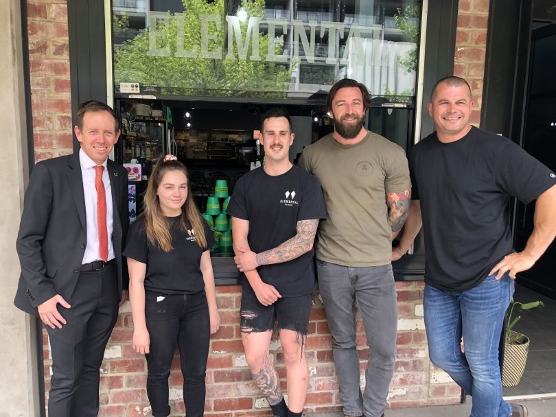 Shane Rattenbury, and the owners of Elemental cafe and Green Caffeen