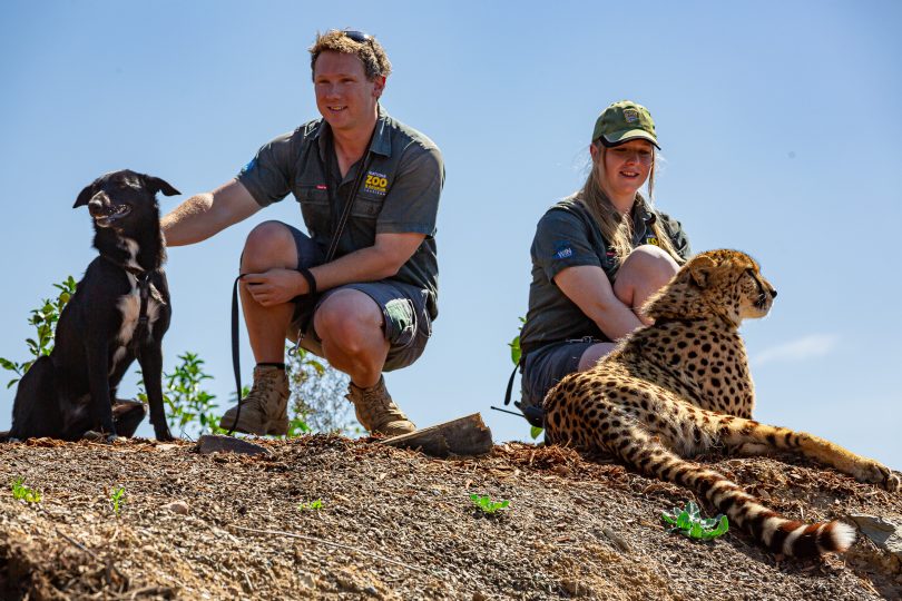 Zookeepers Ty Colbert and Serena Robbie