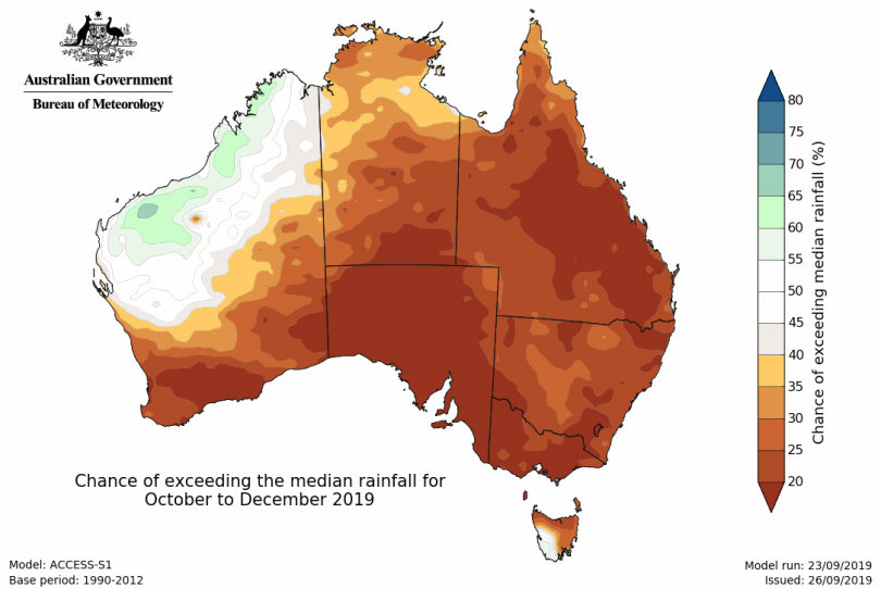 Bureau of Meteorology rainfall forecast.