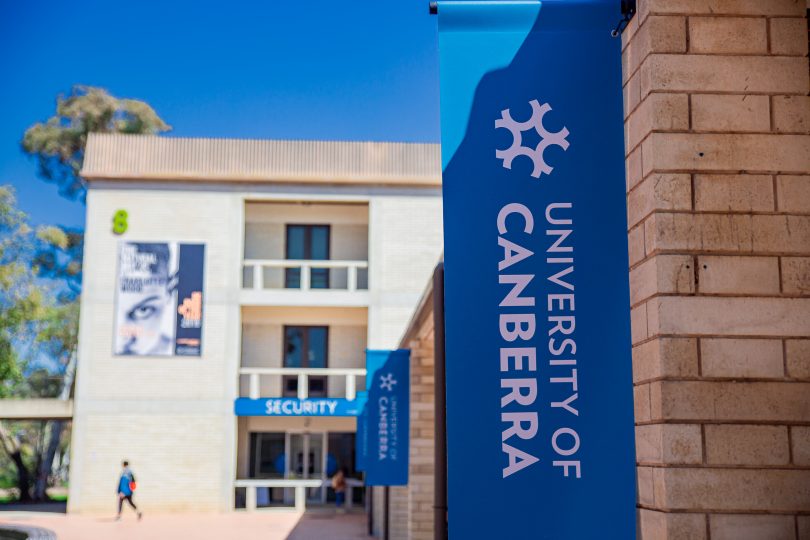 University of Canberra sign on campus