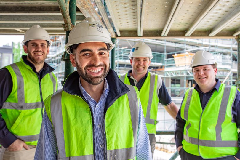 Jorge Aguirre and the team onsite at The Grounds, Braddon