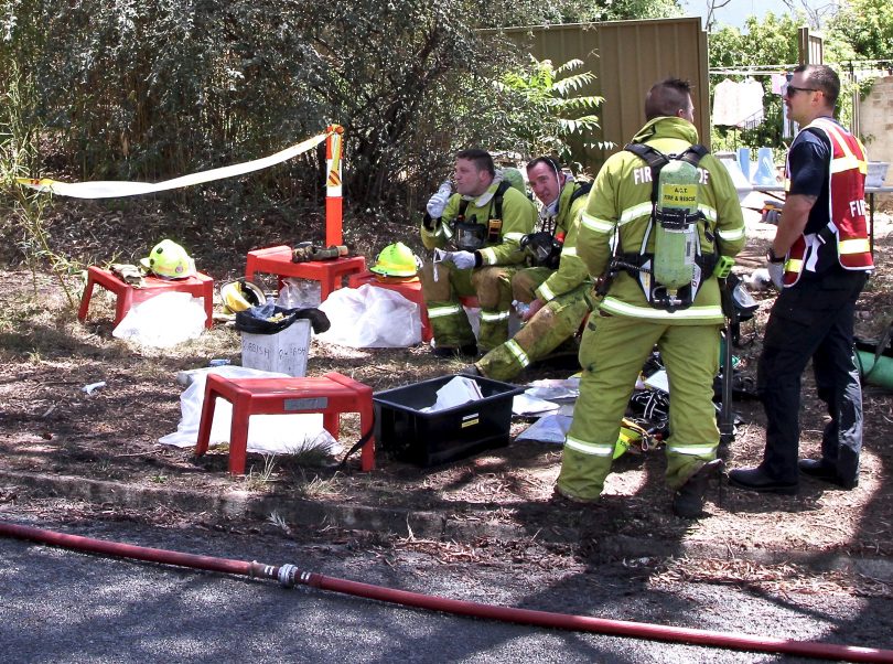 Firefighters after a fire