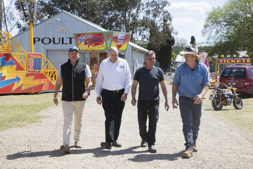 Show Society VP Josh Williams, Paul Nicholl from Bayldon Ag, Elwin Bell from Bell's Amusements and Show Society president Eddie Zarb