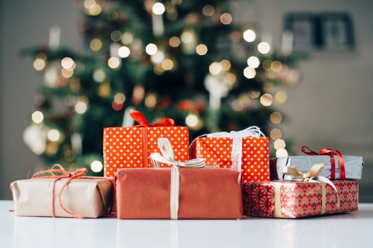 Christmas presents under a tree