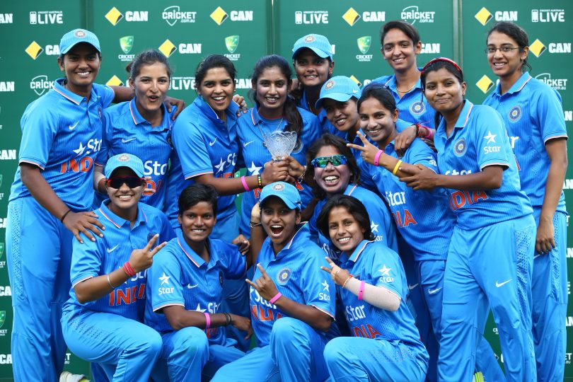 India's Women's Cricket team during the International Twenty20 match between Australia and India at Sydney Cricket Ground on January 31, 2016 in Sydney, Australia. (Cricket Australia/Getty Images)