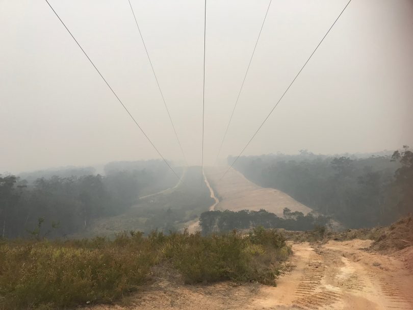 Looking south on the containment line adjacent to Princes Highway south of Batemans Bay