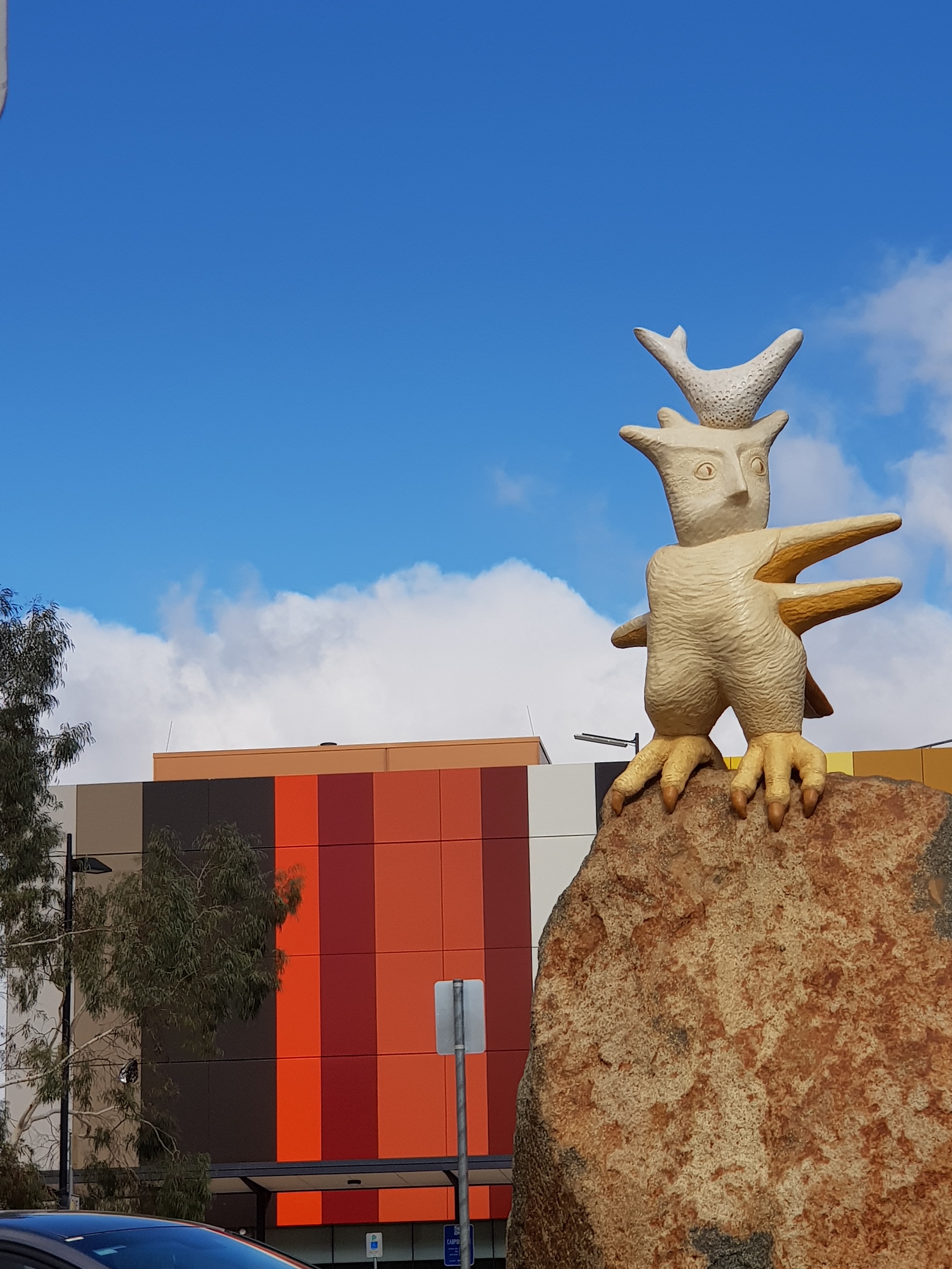 Wayfinder sculpture at the entrance to Centenary Hospital for Women and Children