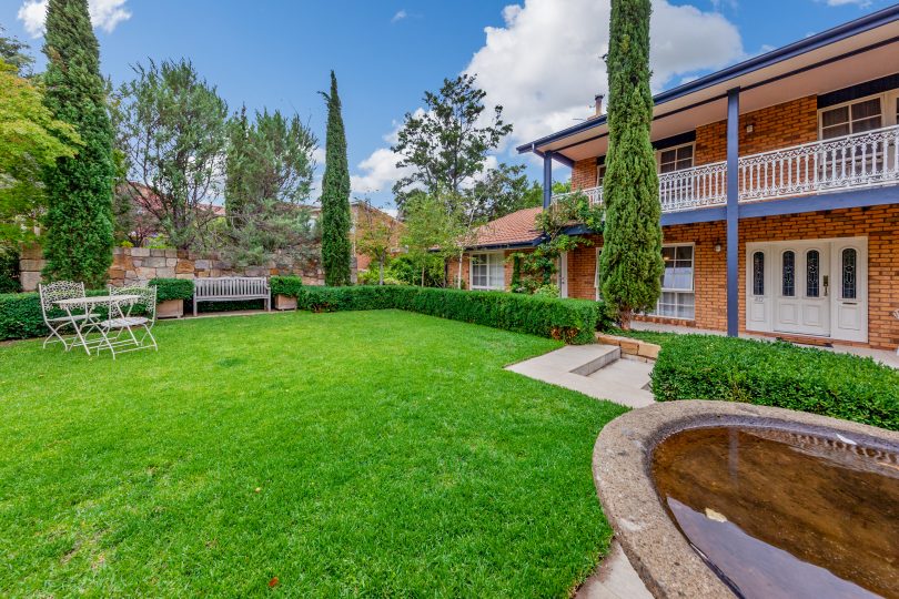 One of the carefully planned outdoor areas at the rear of the property