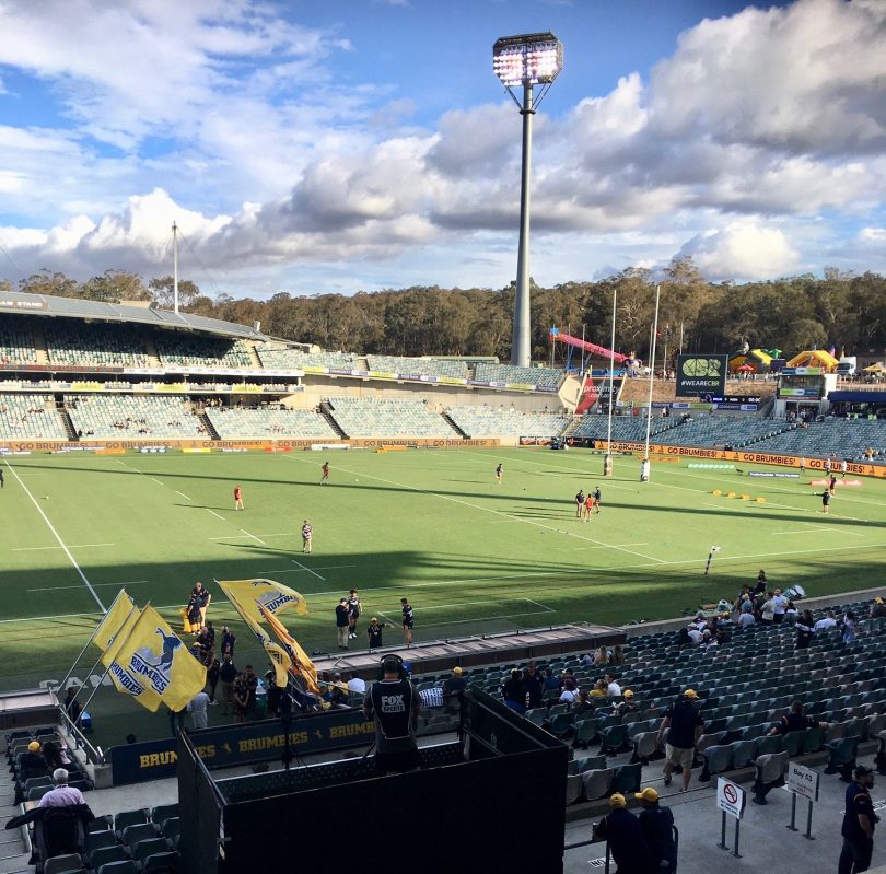 Brumbies playing the Rebels at Canberra Stadium