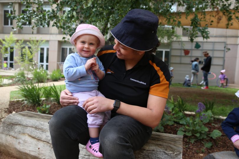 Communities@Work Abacus educator Sharlene Waenga and girl Eliza