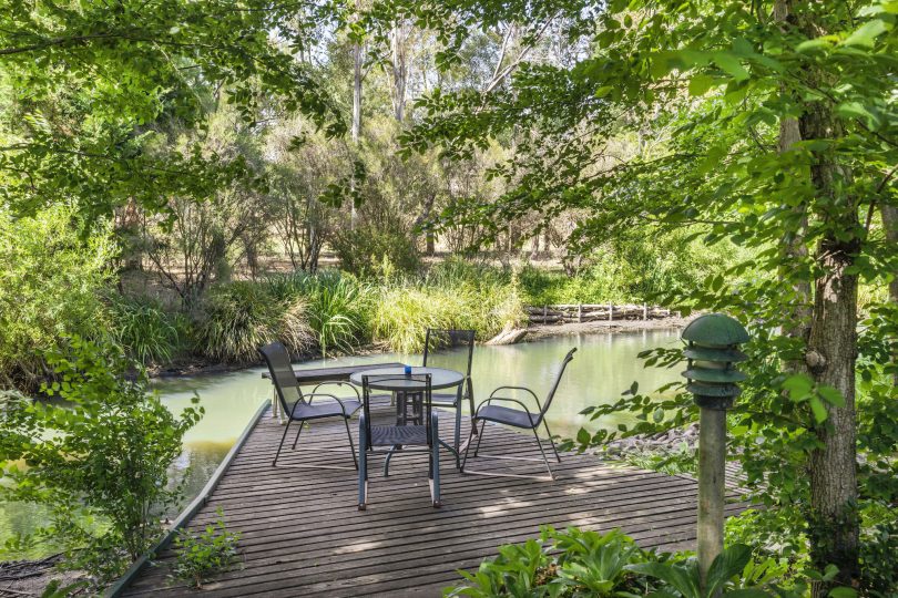 The hand-built Platypus viewing deck, perfect for a wine in the evenings.