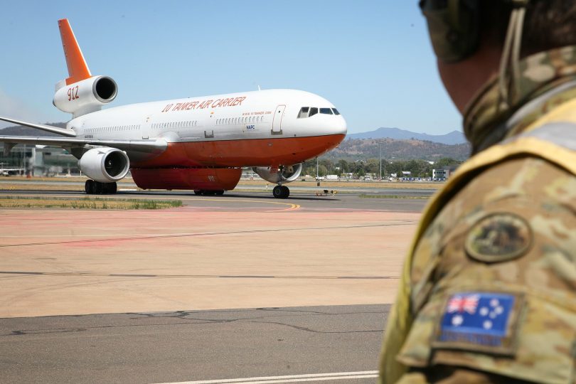 DC-10 Air Tanker, Orroral Valley fire, Canberra Airport