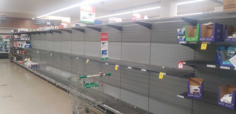 Empty shelves at Woolworths Weston on Tuesday night