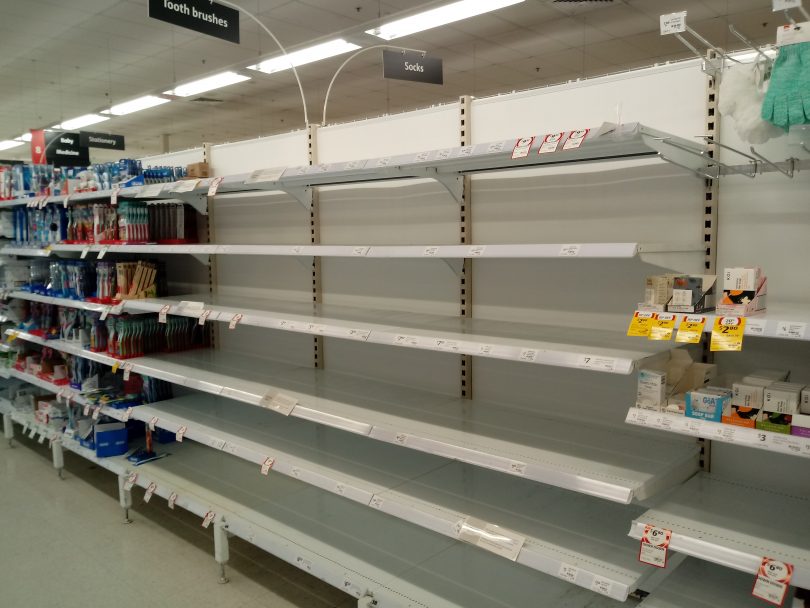 Empty supermarket shelves