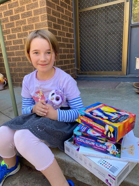 Anaïs holding her new beanie boo