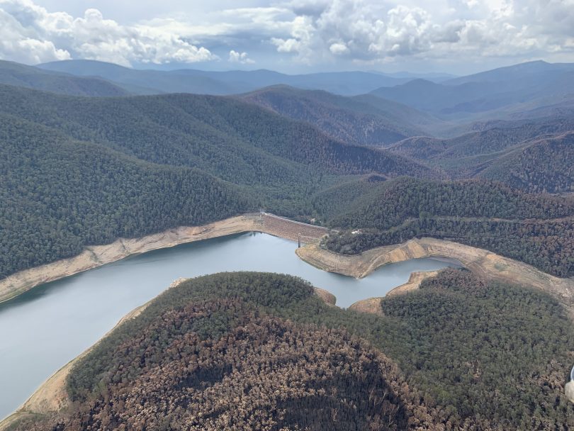 Aerial shot of Corin Dam