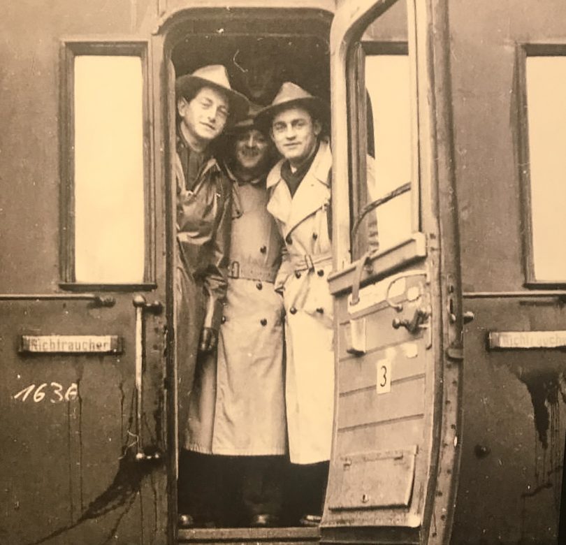 Historical photo of Jennings Germans on train.