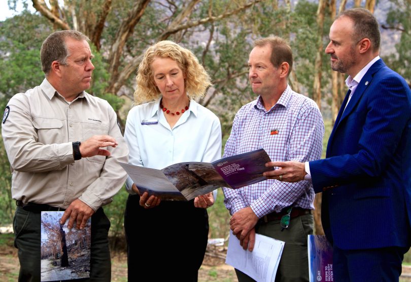 Andrew Barr discussing the initial report on recovery after the Orroral Valley