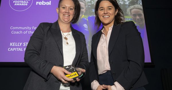 Kelly Stirton named Coach of the Year at the 2020 rebel Female Football Awards