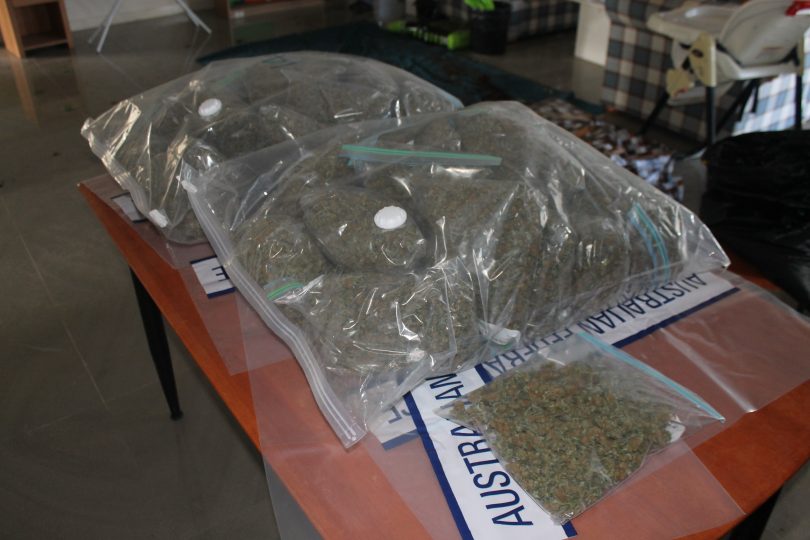 Bags of dried cannabis obtained by ACT police.
