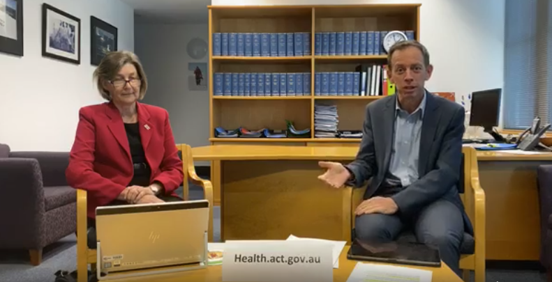 Dr Elizabeth Moore and Shane Rattenbury during the Q&A