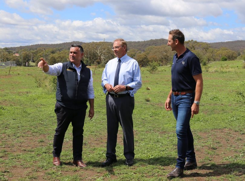 John Barilaro, Tim Overall and Travis Doherty at South Jerrabomberra.